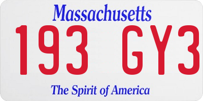 MA license plate 193GY3