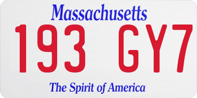 MA license plate 193GY7