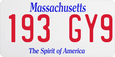 MA license plate 193GY9