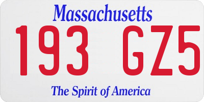 MA license plate 193GZ5