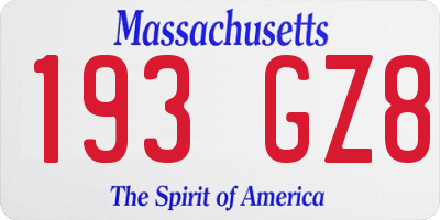 MA license plate 193GZ8