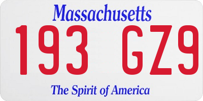 MA license plate 193GZ9