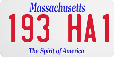 MA license plate 193HA1