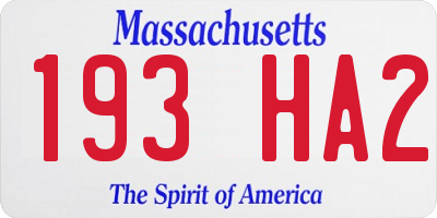 MA license plate 193HA2