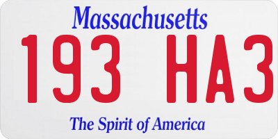 MA license plate 193HA3