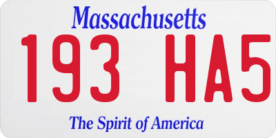 MA license plate 193HA5
