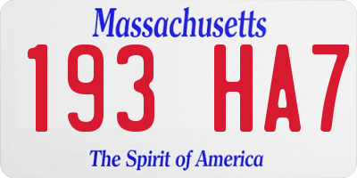 MA license plate 193HA7