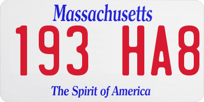 MA license plate 193HA8