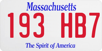 MA license plate 193HB7