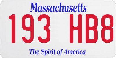 MA license plate 193HB8