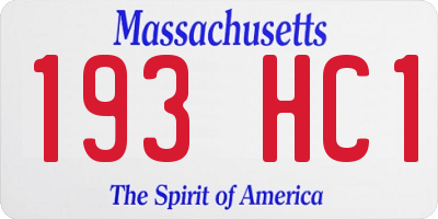 MA license plate 193HC1