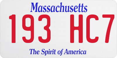 MA license plate 193HC7