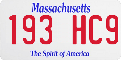 MA license plate 193HC9