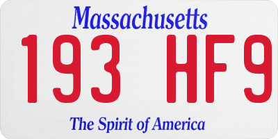 MA license plate 193HF9