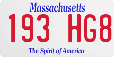 MA license plate 193HG8