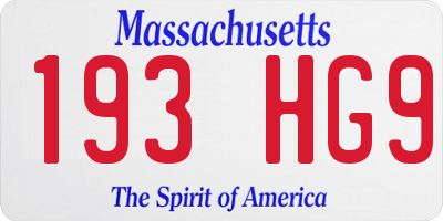 MA license plate 193HG9