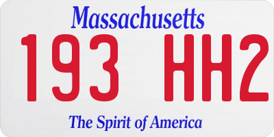 MA license plate 193HH2