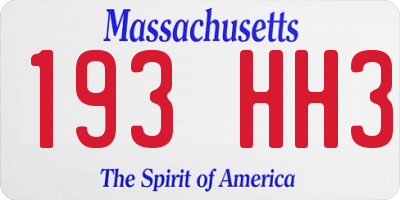 MA license plate 193HH3