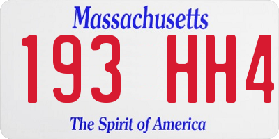 MA license plate 193HH4