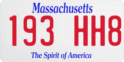 MA license plate 193HH8
