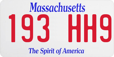 MA license plate 193HH9