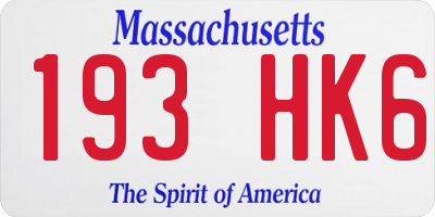 MA license plate 193HK6