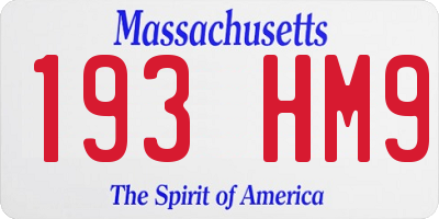 MA license plate 193HM9