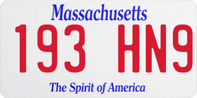 MA license plate 193HN9