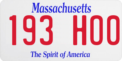MA license plate 193HO0