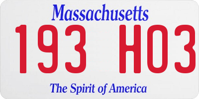 MA license plate 193HO3