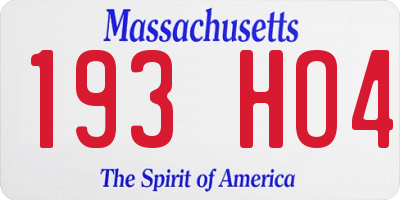 MA license plate 193HO4