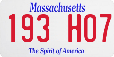MA license plate 193HO7