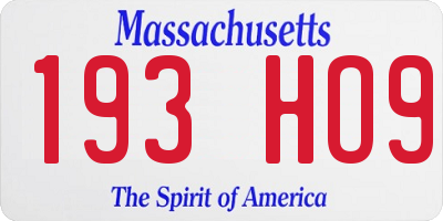 MA license plate 193HO9