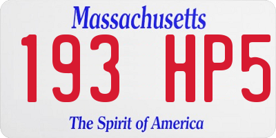 MA license plate 193HP5