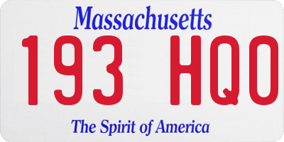 MA license plate 193HQ0
