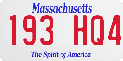 MA license plate 193HQ4
