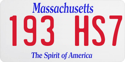 MA license plate 193HS7