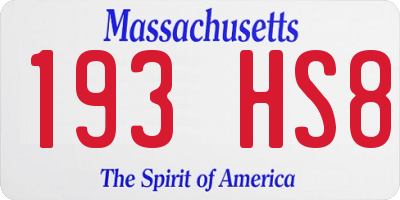 MA license plate 193HS8