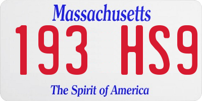 MA license plate 193HS9