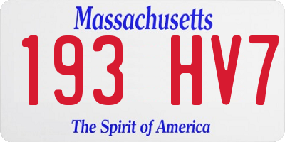 MA license plate 193HV7