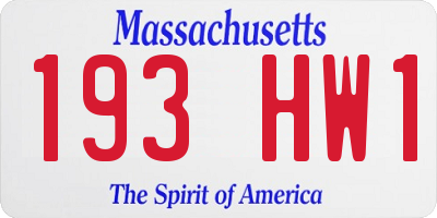 MA license plate 193HW1