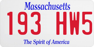 MA license plate 193HW5