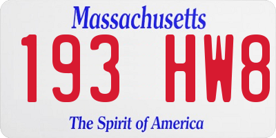 MA license plate 193HW8