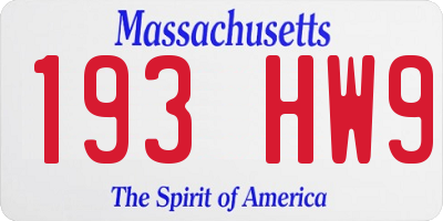 MA license plate 193HW9