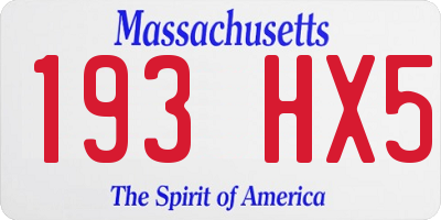MA license plate 193HX5