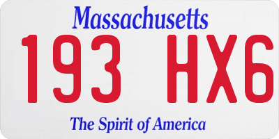 MA license plate 193HX6