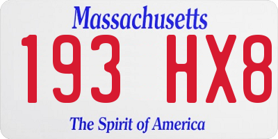 MA license plate 193HX8