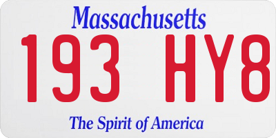 MA license plate 193HY8