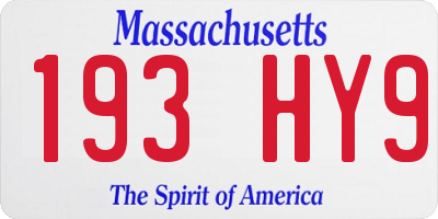 MA license plate 193HY9