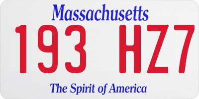 MA license plate 193HZ7